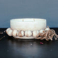 Load image into Gallery viewer, 3 Wick Handmade Beaded Pottery Soy Candle with Tassel
