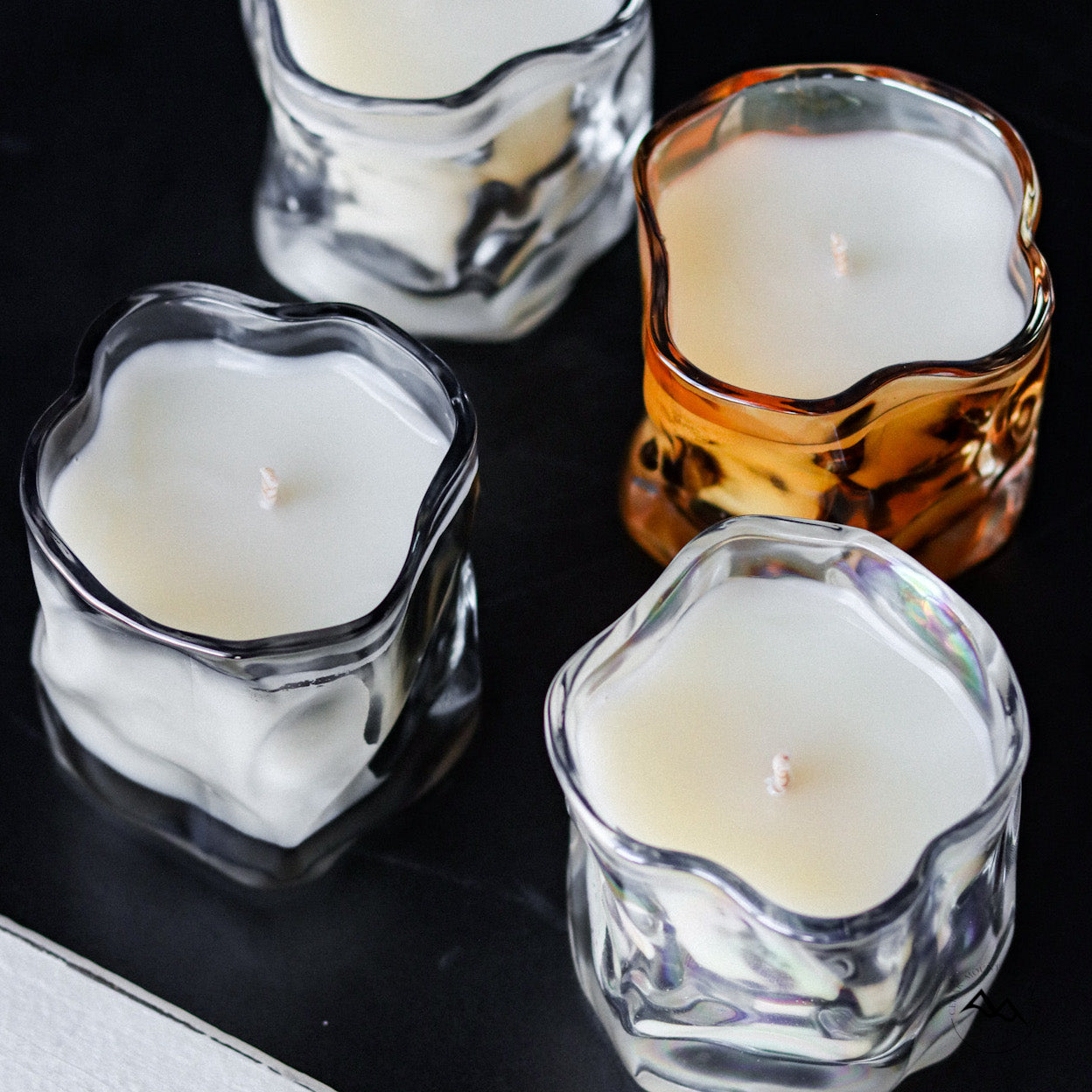 Clear Glass Wave-Shaped Candle - Cedar Mountain Candle