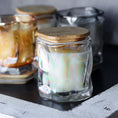 Load image into Gallery viewer, Iridescent Wave Shaped Glass Candle with Bamboo Lid - Choose Your Scent
