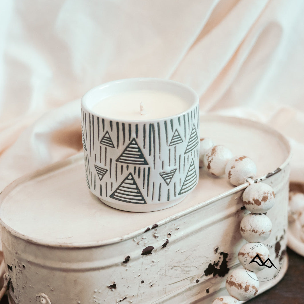 Arrow Tree Ceramic Pot Planter Soy Candle