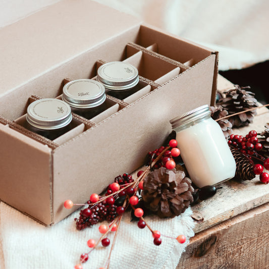 Winter & Holiday Mini Mason Jar Candle Set - Set of 4