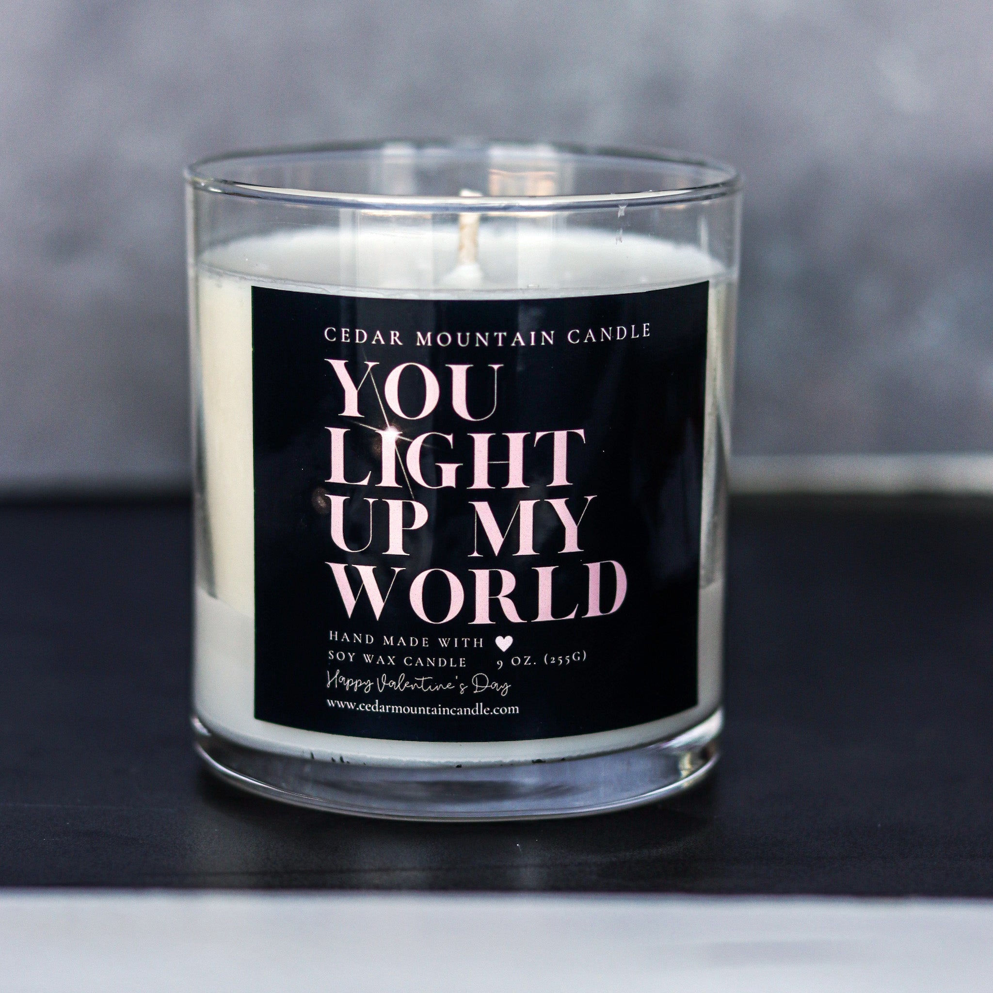 You Light Up My World - Valentine's Day Soy Candle - 9 oz Whiskey Glass Jar - Choose Your Scent