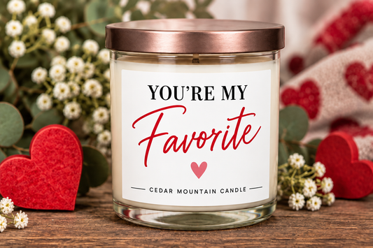 You're My Favorite whiskey jar candle with rose gold lid