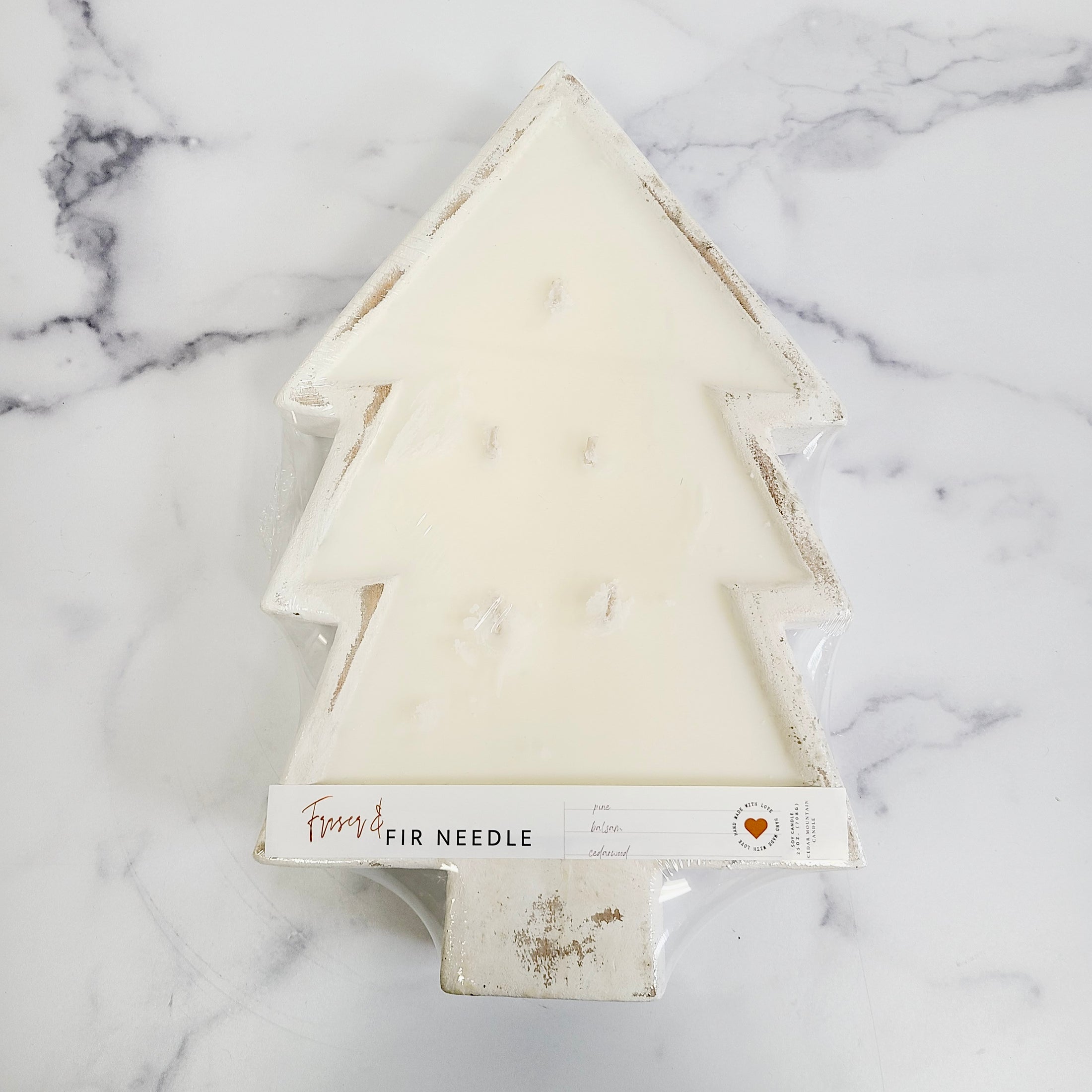 CLEARANCE White Wood Tree Candle - Fraser & Fir Needle