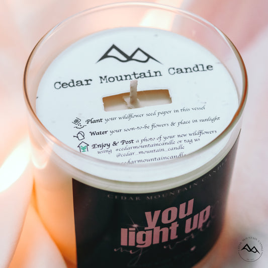 You Light Up My World - Valentine's Day Soy Candle - 9 oz Whiskey Glass Jar - Choose Your Scent