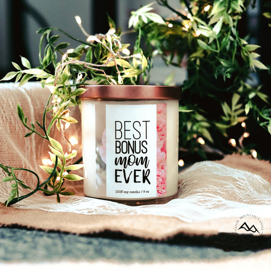 "Best Bonus Mom Ever" - Mother's Day Whiskey Glass Candle