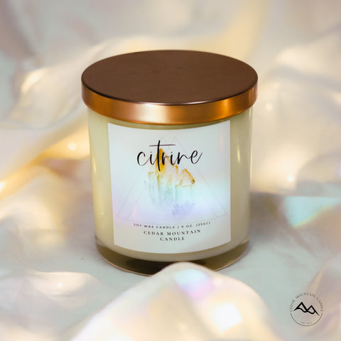 Citrine - 9 oz Healing Crystals Soy Candle - Positivity & Happiness