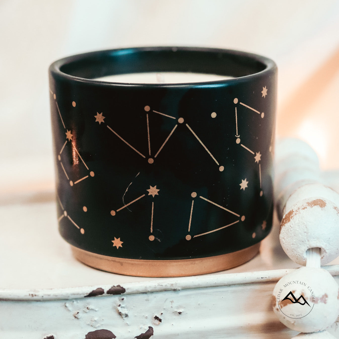 Constellations Black Ceramic Pot Planter Soy Candle