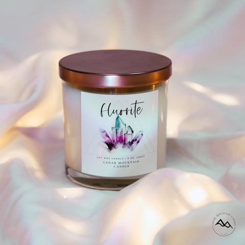 Fluorite - 9 oz Healing Crystals Soy Candle - Balance & Harmony
