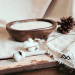 Peppered Suede - 3 Wick Natural Wood Dough Bowl