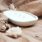 Fresh Brewed Coffee - 3 Wick Light Wood White Dough Bowl