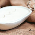 Load image into Gallery viewer, Mediterranean Fig - 3 Wick Light Wood White Dough Bowl

