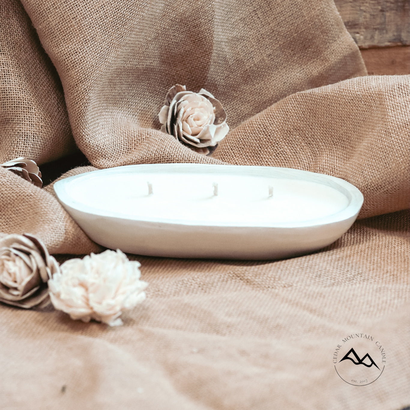 3 Wick White Light Wood Dough Bowl - Choose Your Scent