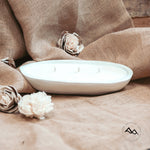 Vanilla Bean Nectarine - 3 Wick Light Wood White Dough Bowl