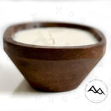 Vanilla Bean Nectarine - 3 Wick Natural Wood Dough Bowl