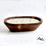 Vanilla Bean Nectarine - 3 Wick Natural Wood Dough Bowl
