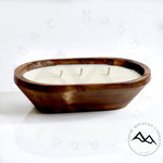 Vetiver & Sandalwood - 3 Wick Natural Wood Dough Bowl