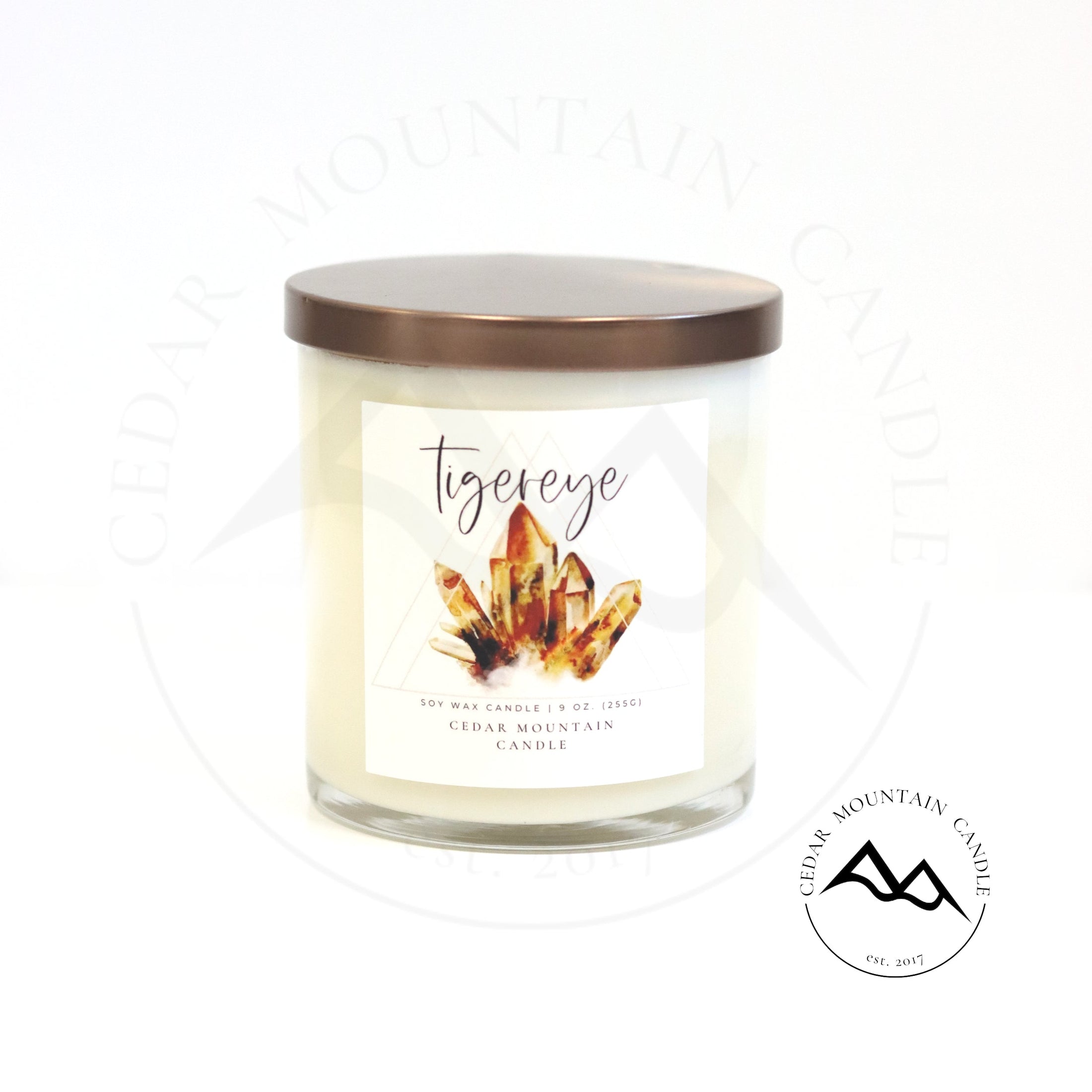 Tiger Eye - 9 oz Healing Crystals Soy Candle - Creativity & Confidence
