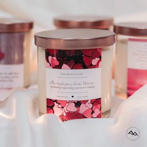 "My love for you is like..." Valentine's Day 9 oz Whiskey Glass Jar Soy Candle - Choose Your Scent