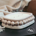Load image into Gallery viewer, Lavender Spring Apricot - 3 Wick, Beaded Clay Bowl Candle
