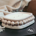 Load image into Gallery viewer, Vetiver & Sandalwood - 3 Wick, Beaded Clay Bowl Candle
