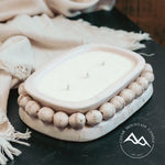 Lemon Citronella - 3 Wick, Beaded Clay Bowl Candle