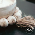 Load image into Gallery viewer, Vanilla Bean Noel -3 Wick Handmade Round Beaded Pottery Soy Candle with Tassel
