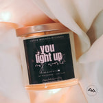 You Light Up My World - Valentine's Day Soy Candle - 9 oz Whiskey Glass Jar - Choose Your Scent